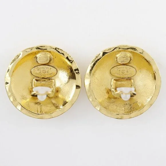 CHANEL Authentic Gold Logo Earrings - Picture 4 of 9